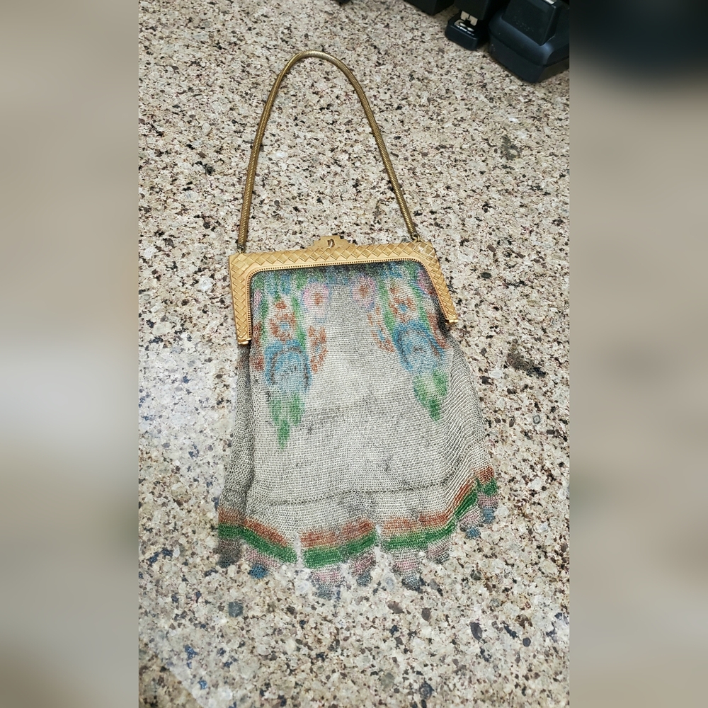 Whiting and Davis Floral Mesh Bag